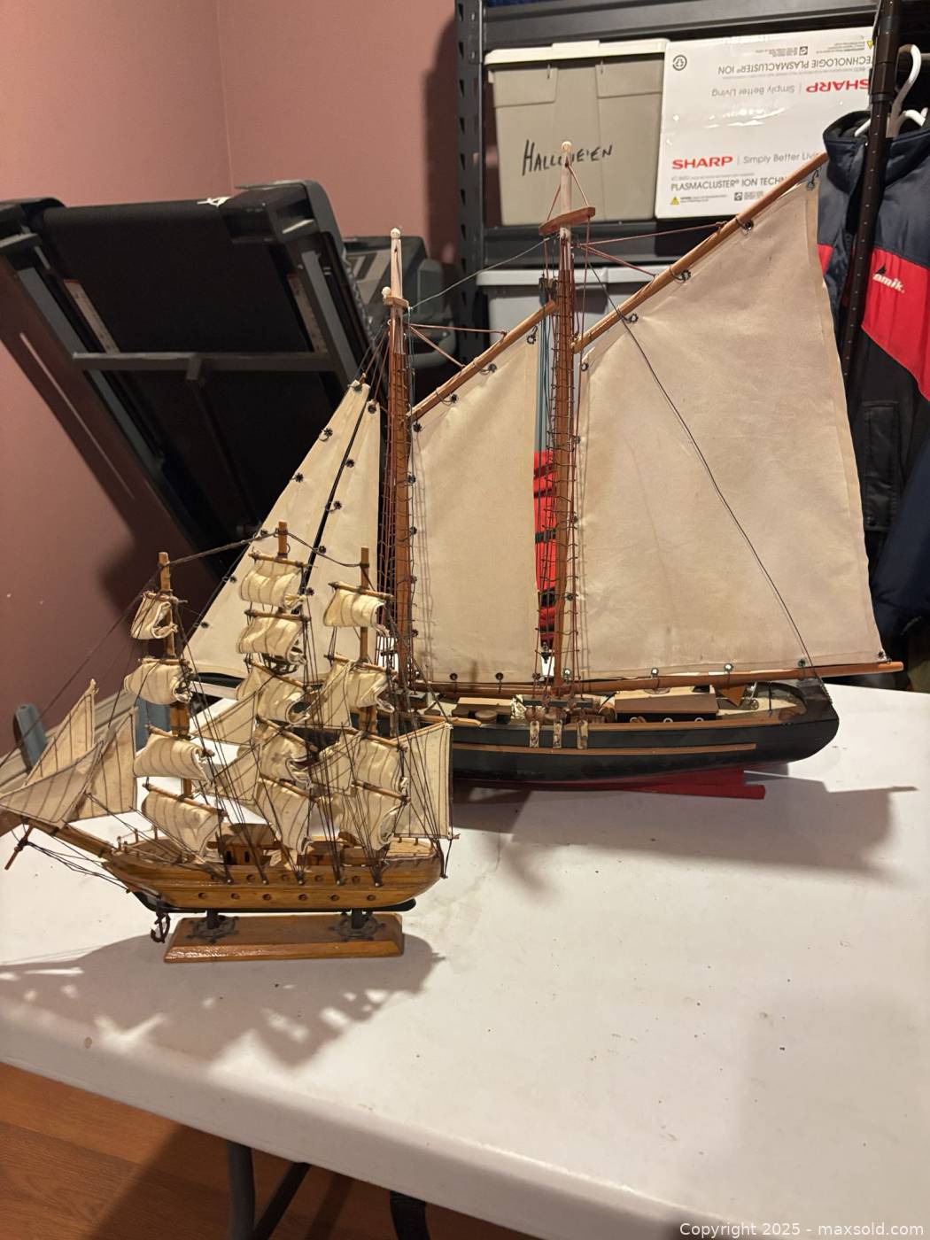 2 Wooden Model Sailboats | Maxsold