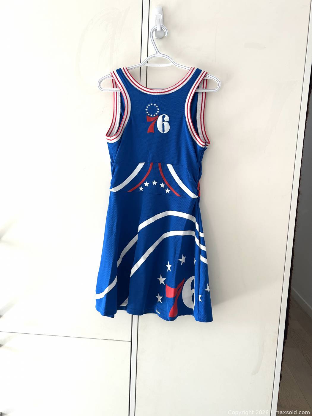 nba ladies jersey dress Philadelphia 76ers women's size large basketball jersey dress 2000s