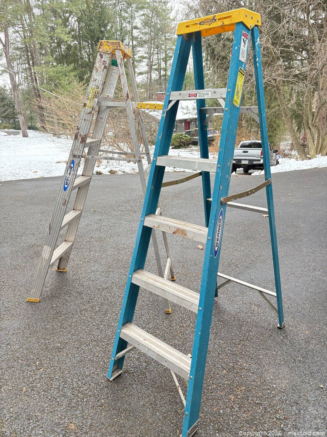 Re Ladder Werner fiberglass 6 ft step ladder plus aluminum 6 ft step ladder and ...