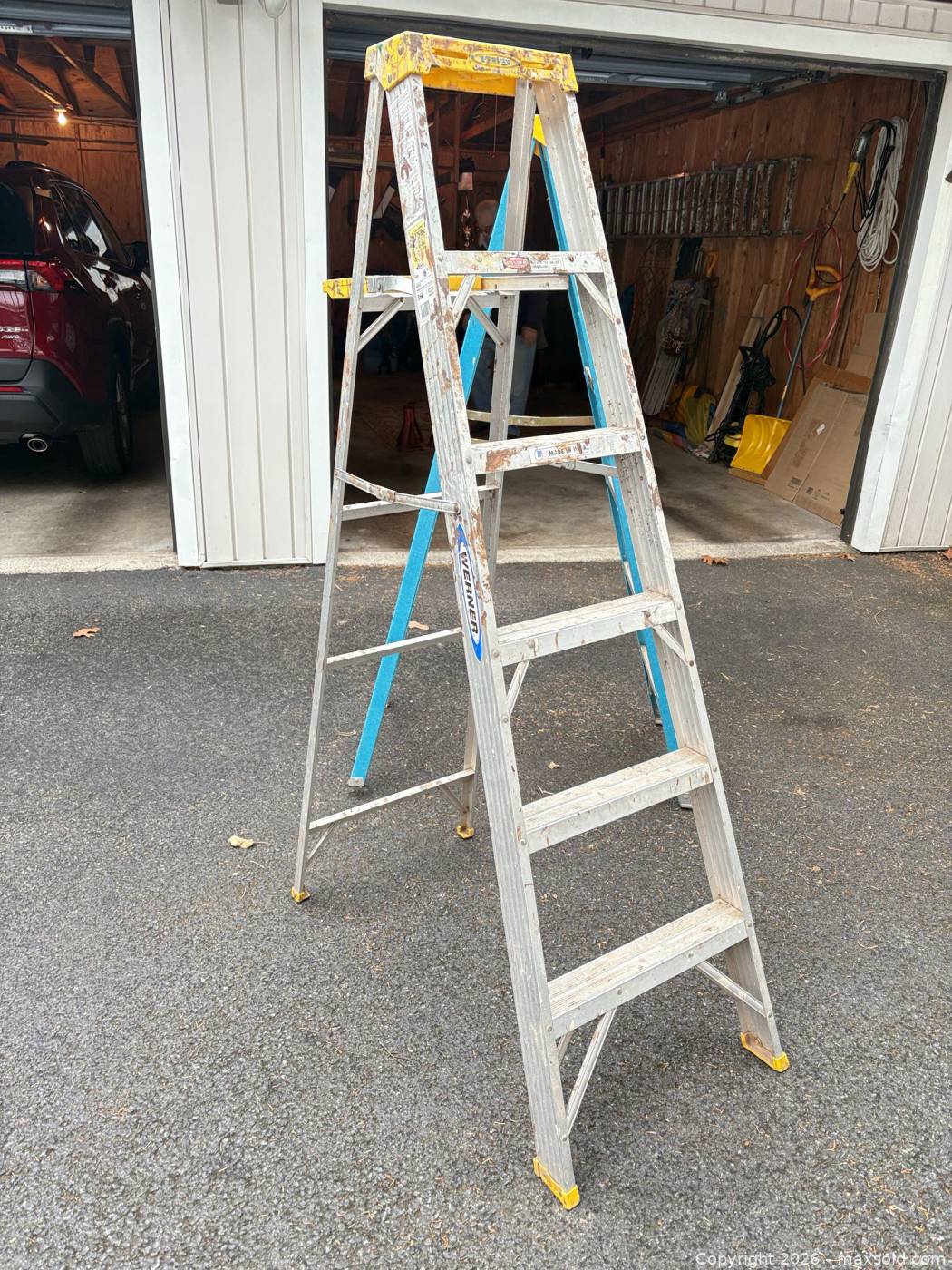 Re Ladder Werner fiberglass 6 ft step ladder plus aluminum 6 ft step ladder and ...