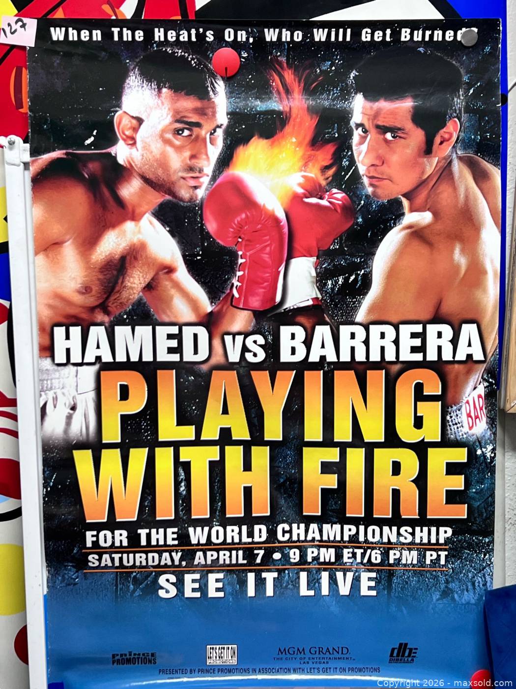 2001 Hamed vs Barrera “Playing with Fire” boxing promotional poster ...