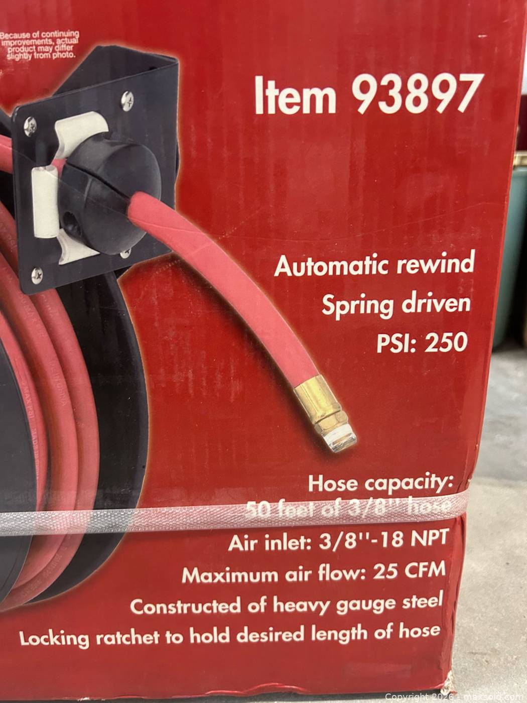 Central Pneumatic 50 ft Retractable Air/Water Hose Reel 93897 | Maxsold