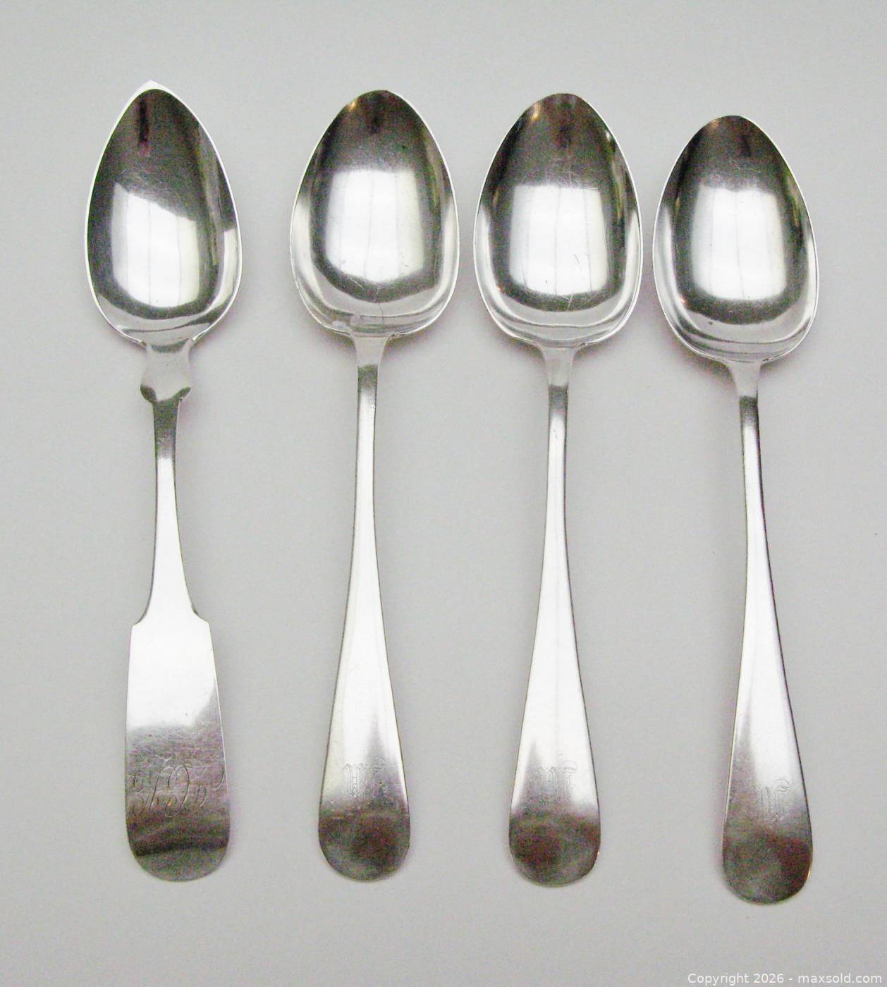Early antique sterling silver spoons 425g | Maxsold