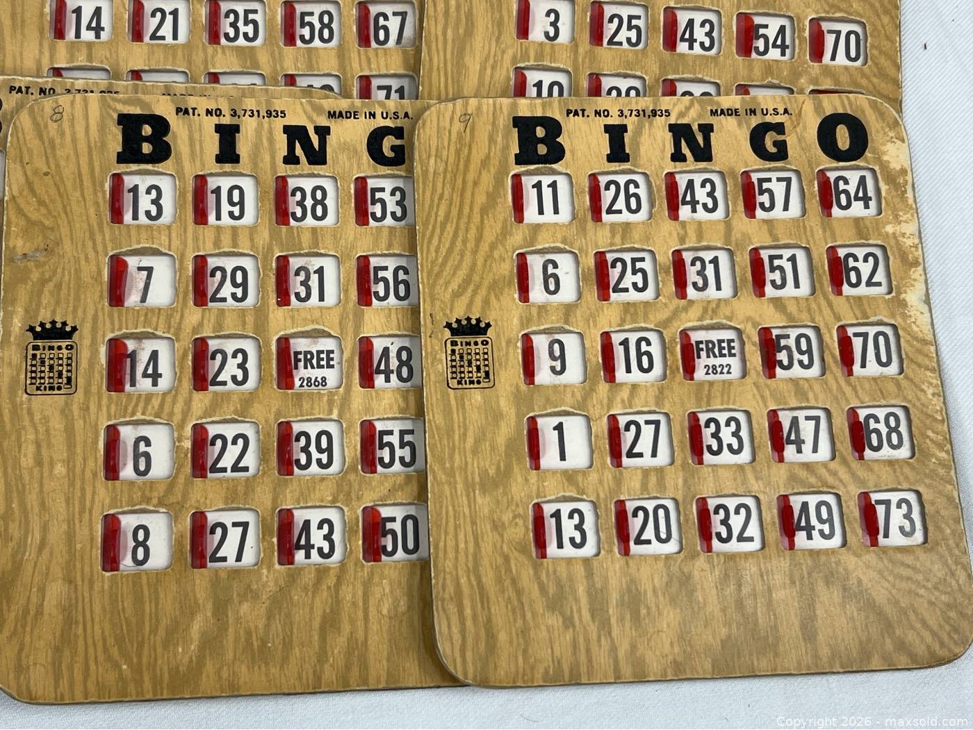 12 reusable pasteboard bingo cards | Maxsold