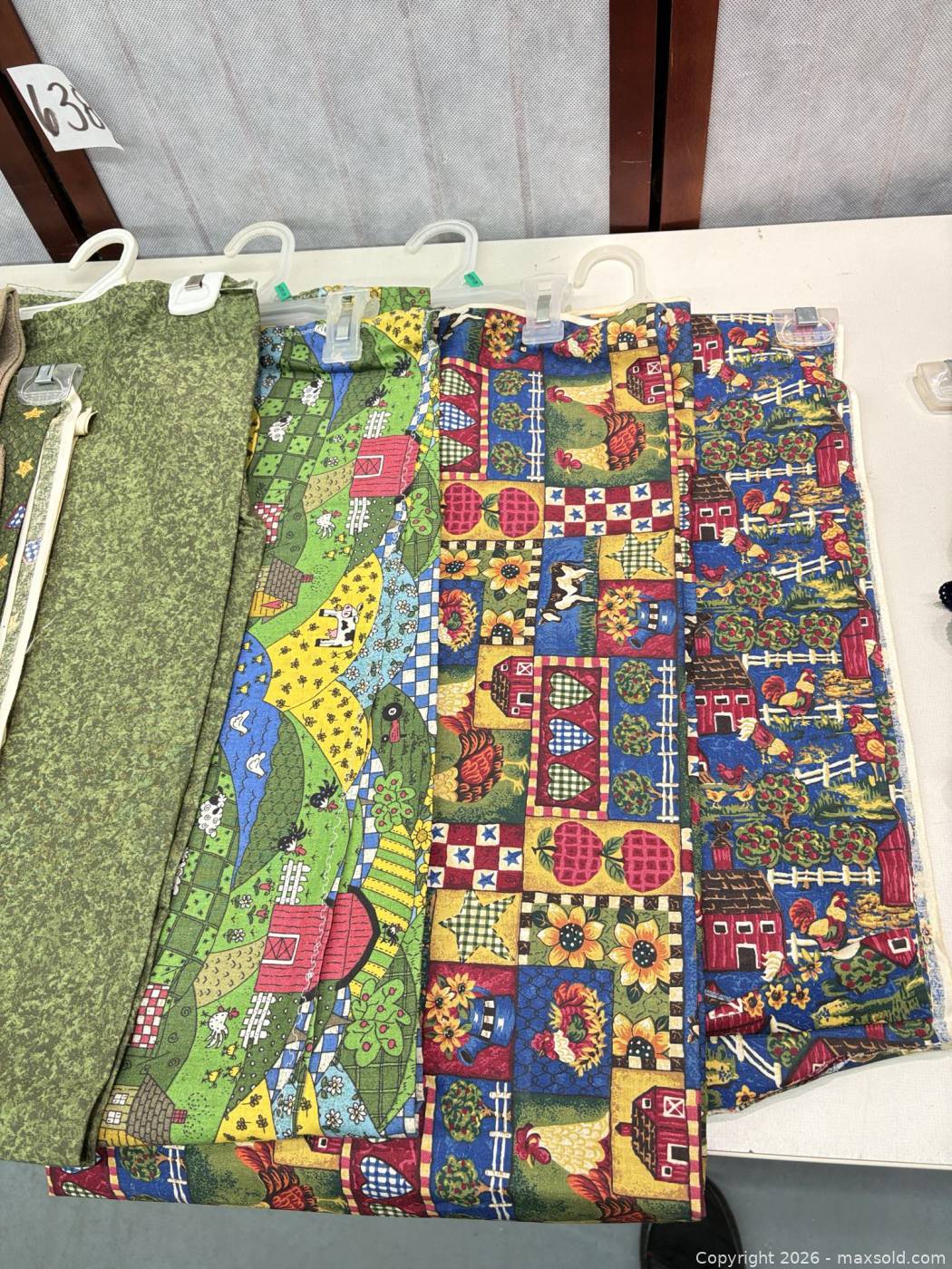Drafty Door Cozy, fabric panels, doilies | Maxsold