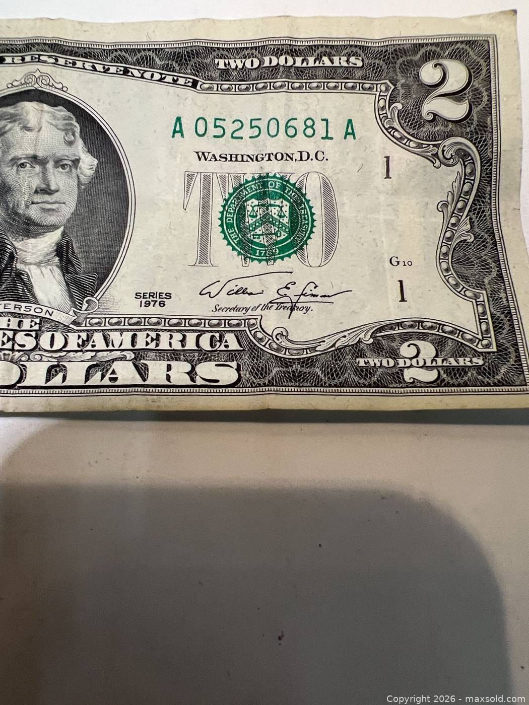 1976 Series $2 Federal Reserve Note | Maxsold