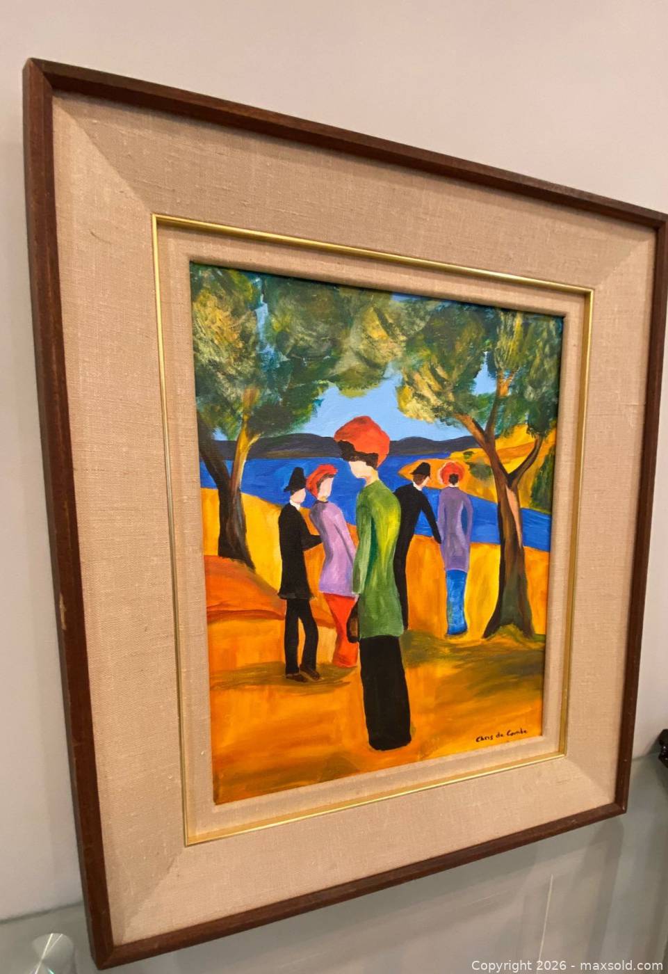 Chris de Combe signed framed painting on board, 24