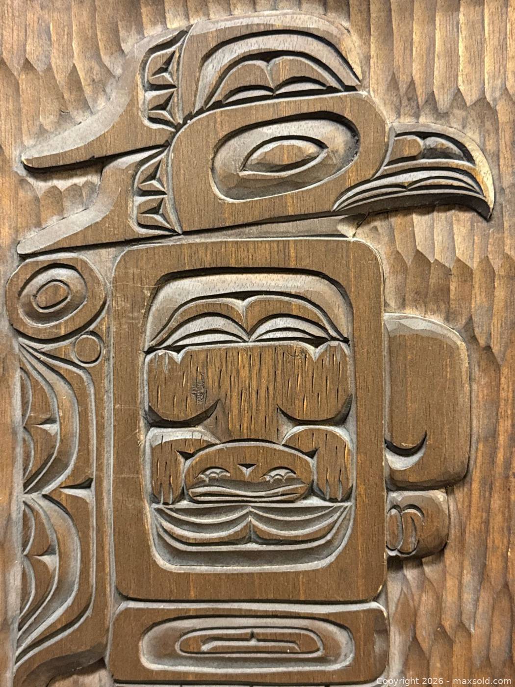 Vintage Haida carved wood plaque signed | Maxsold