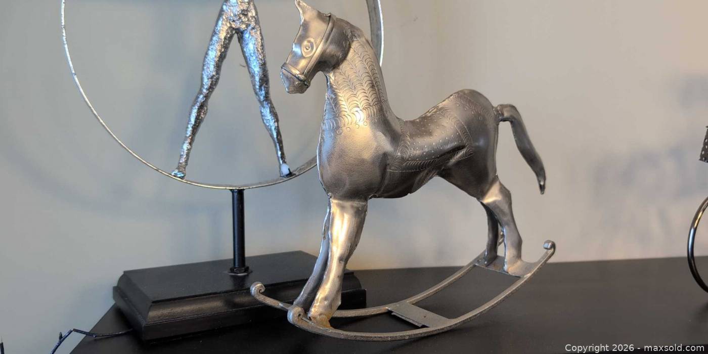 Human Rocking Pony Metal Rocking Horse & Human Ring Sculpture | Maxsold