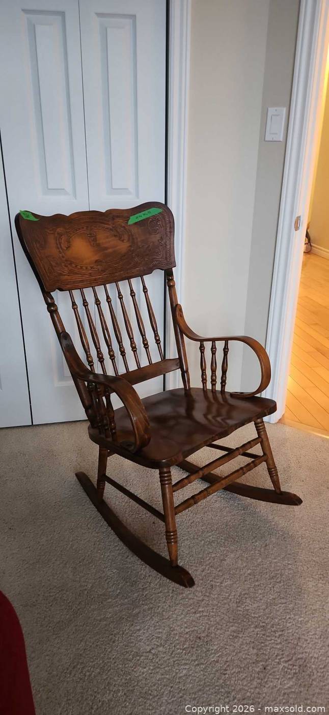 Antique pressed oak rocking chair | Maxsold