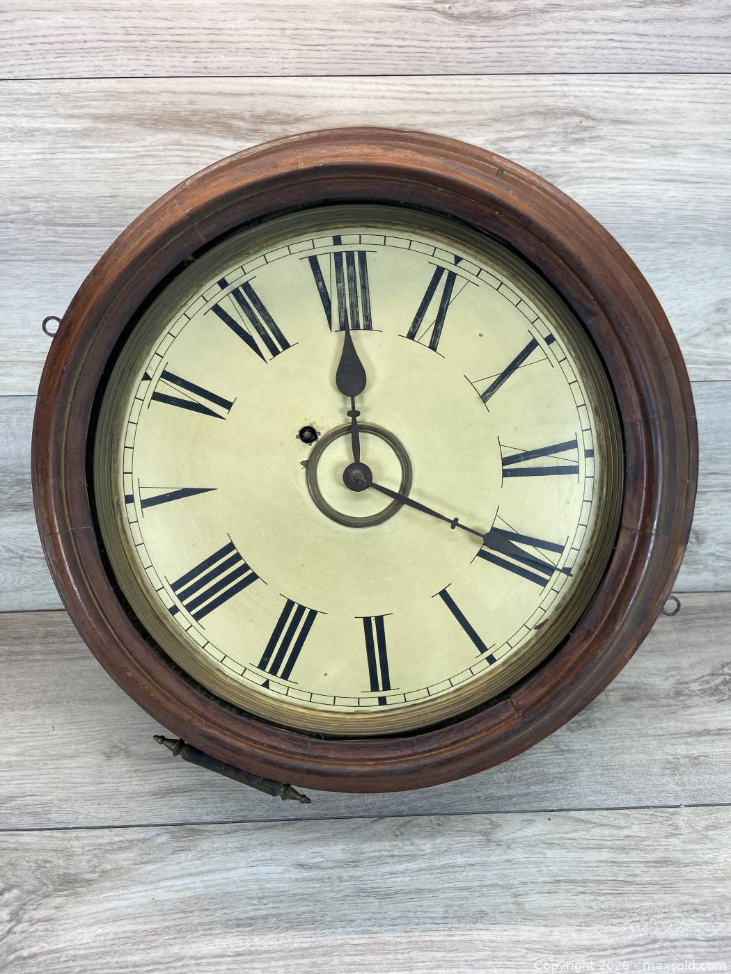 Large Antique Wood School Wall Clock | Maxsold