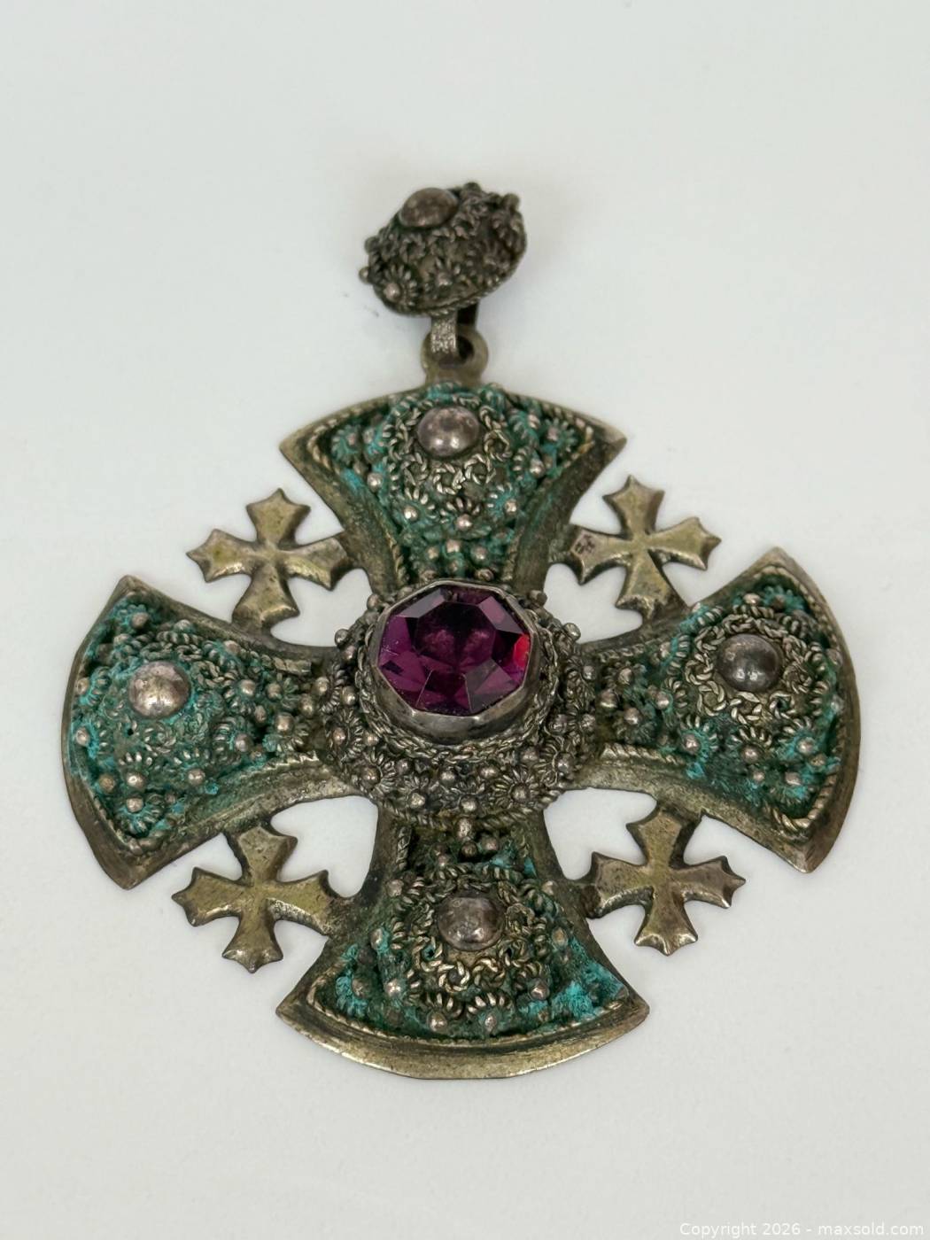 Antique 950 Silver Maltese Cross Pendant | Maxsold
