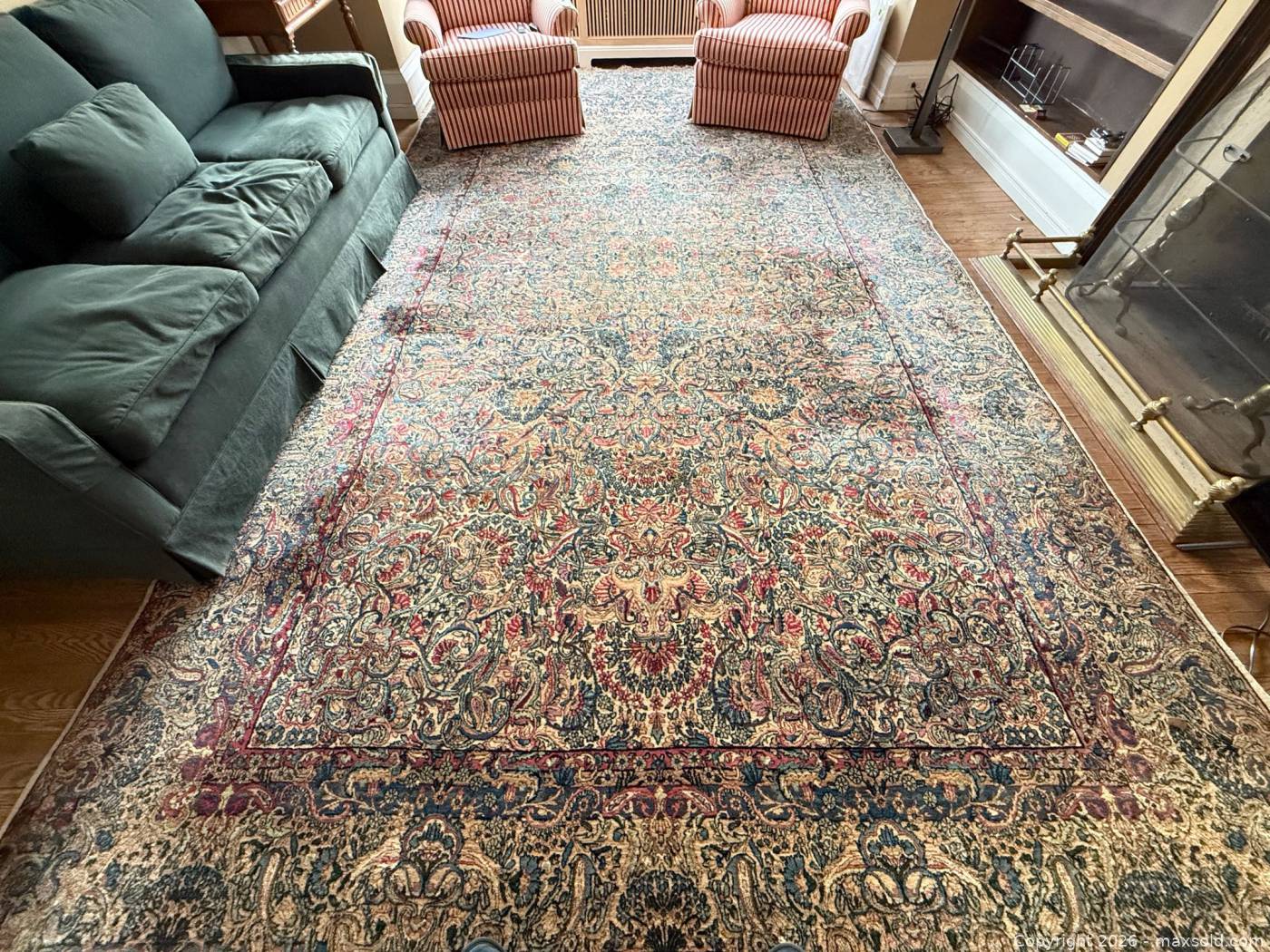 Antique Hand Knotted Kerman Persian Wool Rug 9x16 | Maxsold