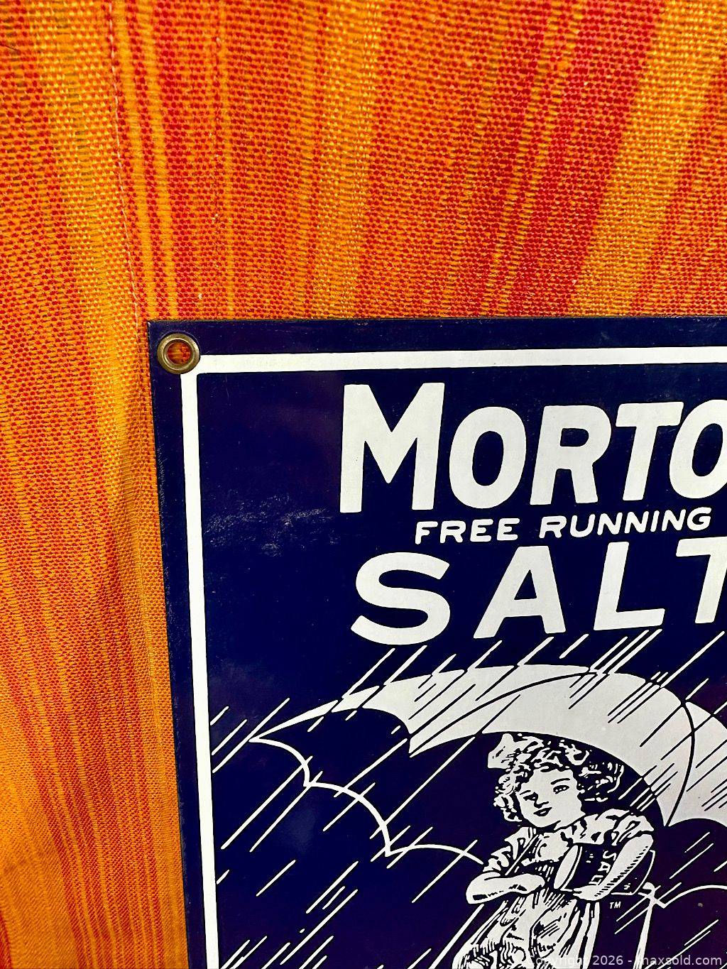 Morton’s Salt porcelain enamel advertising sign | Maxsold