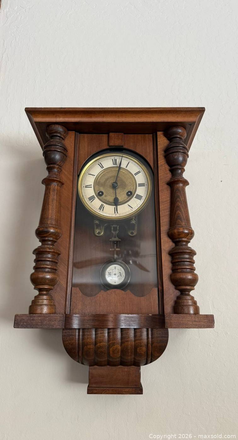 Antique German key-wind wall clock with gong chime | Maxsold