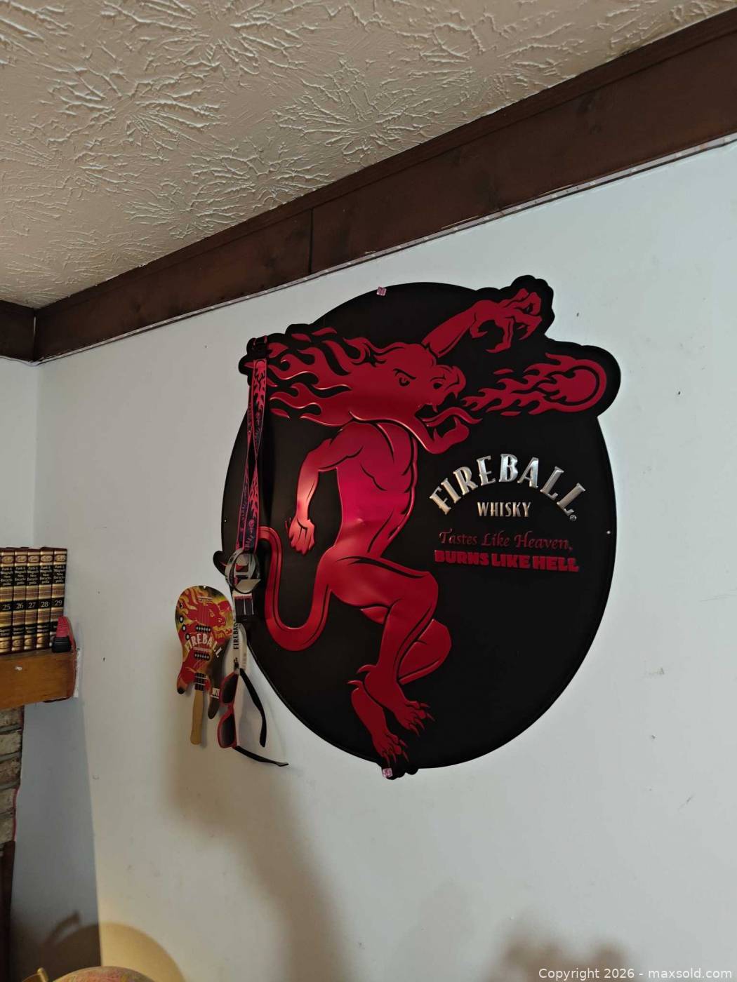 Fireball Whisky Metal Wall Sign With Promo Items | Maxsold