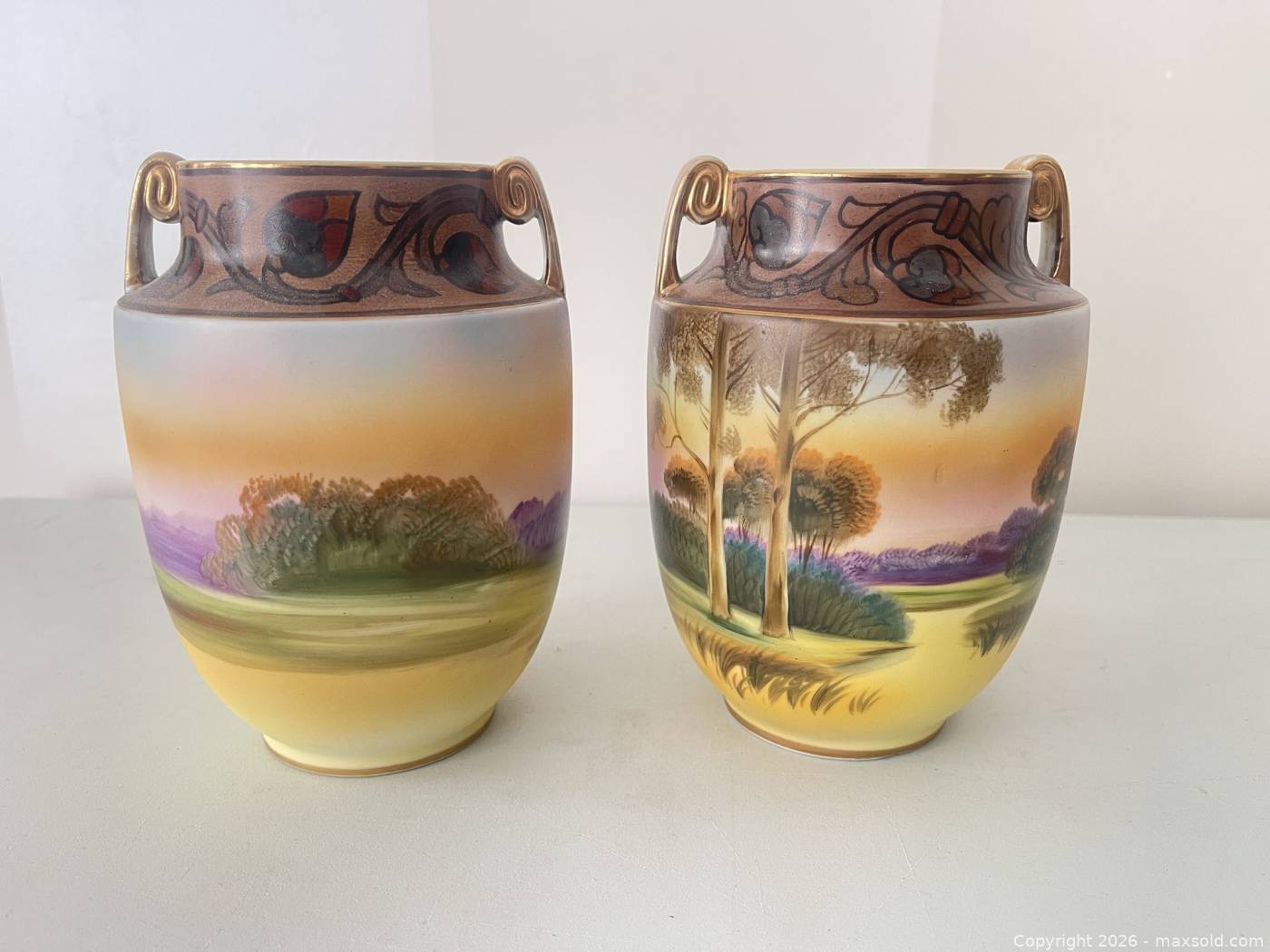 Pair Hand Painted Nippon Porcelain Vases | Maxsold