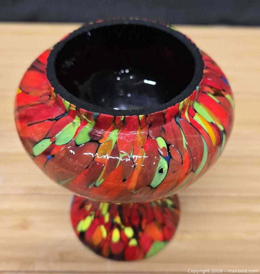 Vintage Art Deco Czech splatter glass vases | Maxsold