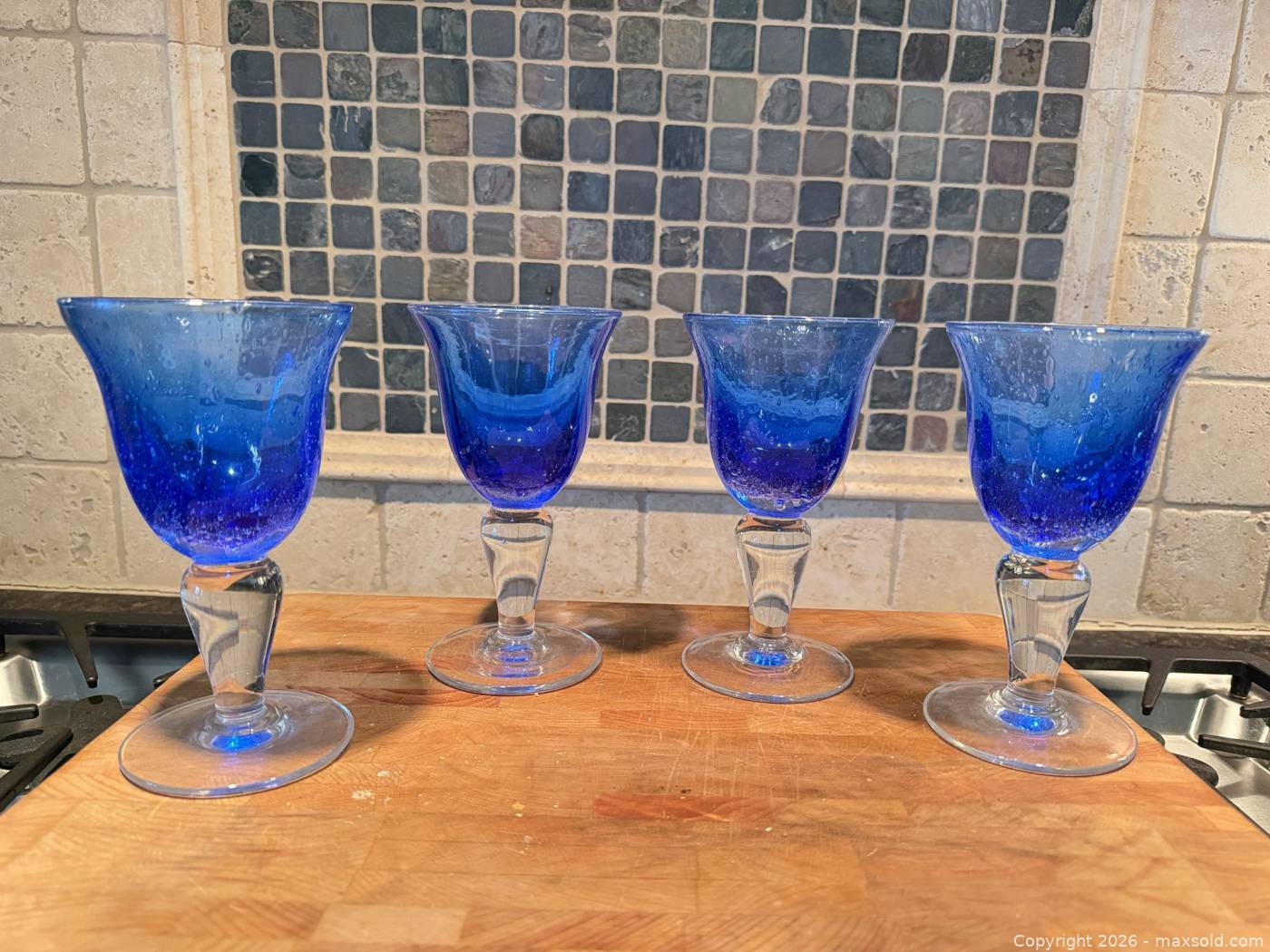 Set of 4 cobalt blue glass goblets | Maxsold