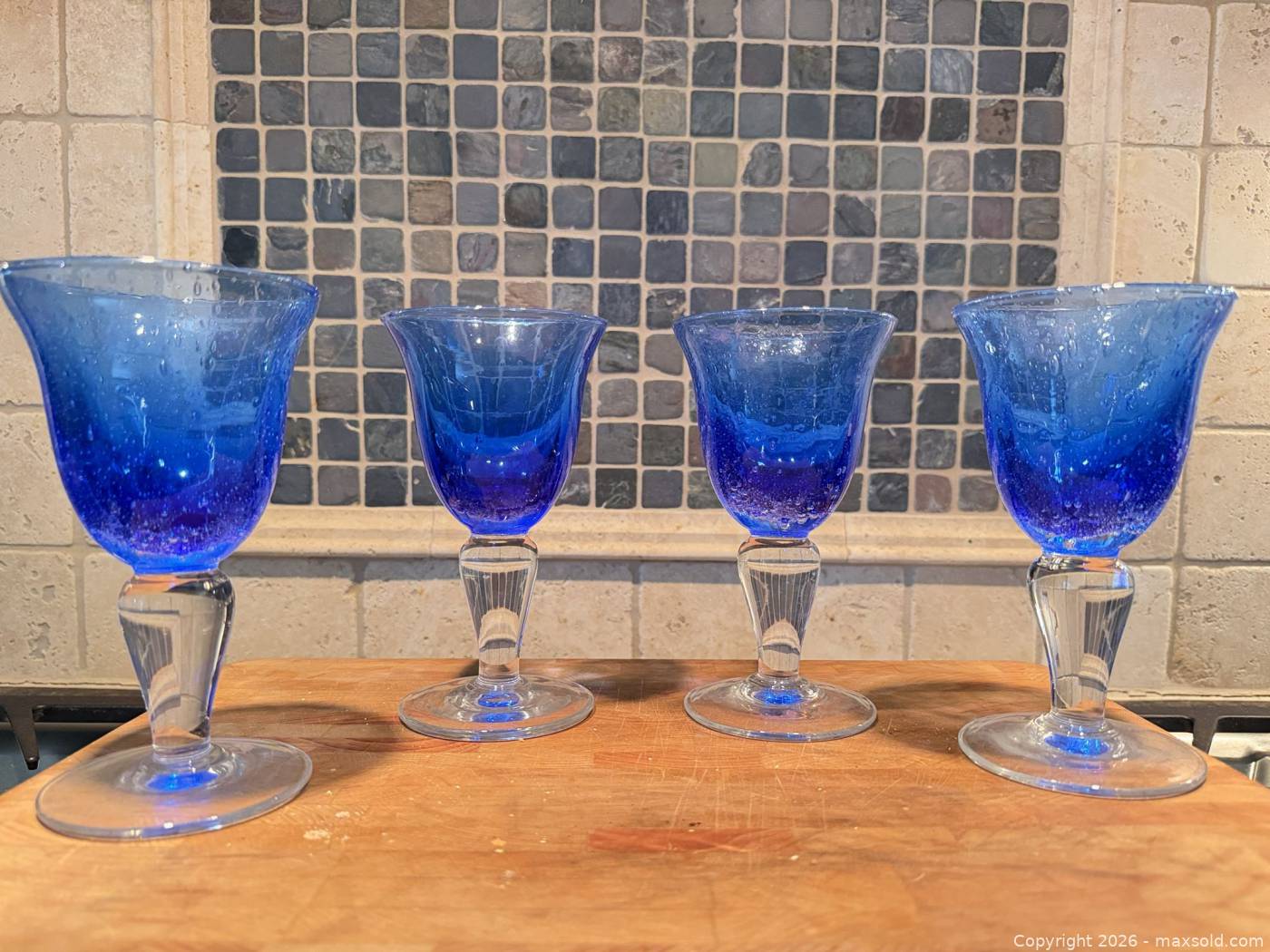 Set of 4 cobalt blue glass goblets | Maxsold