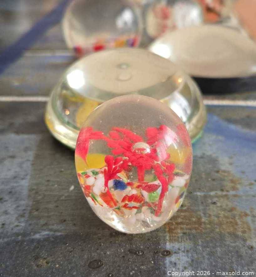 Vintage Floral And Abstract Lucite Paperweights | Maxsold