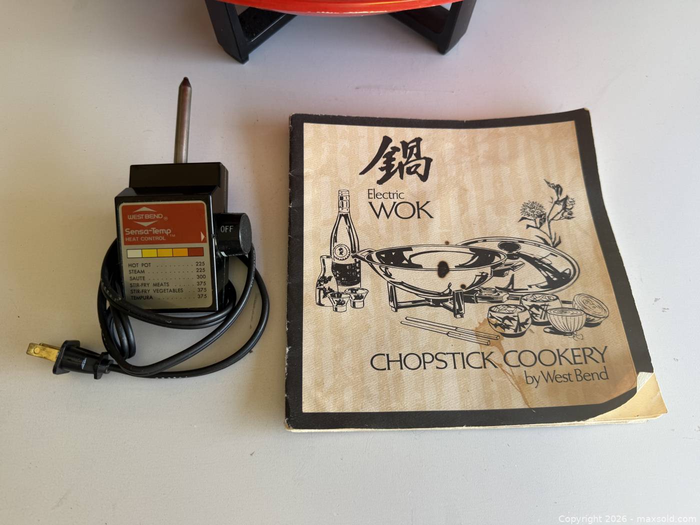 Wok électrique Vintage West Bend Rouge 14 Pouces - Antiadhésif, Avec Crémaillère Et Couvercle
