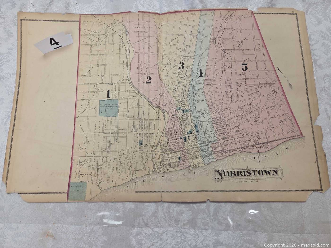 Antique Map Of Norristown 16x20 Maxsold Wantique Map Of Norristown 4 2 