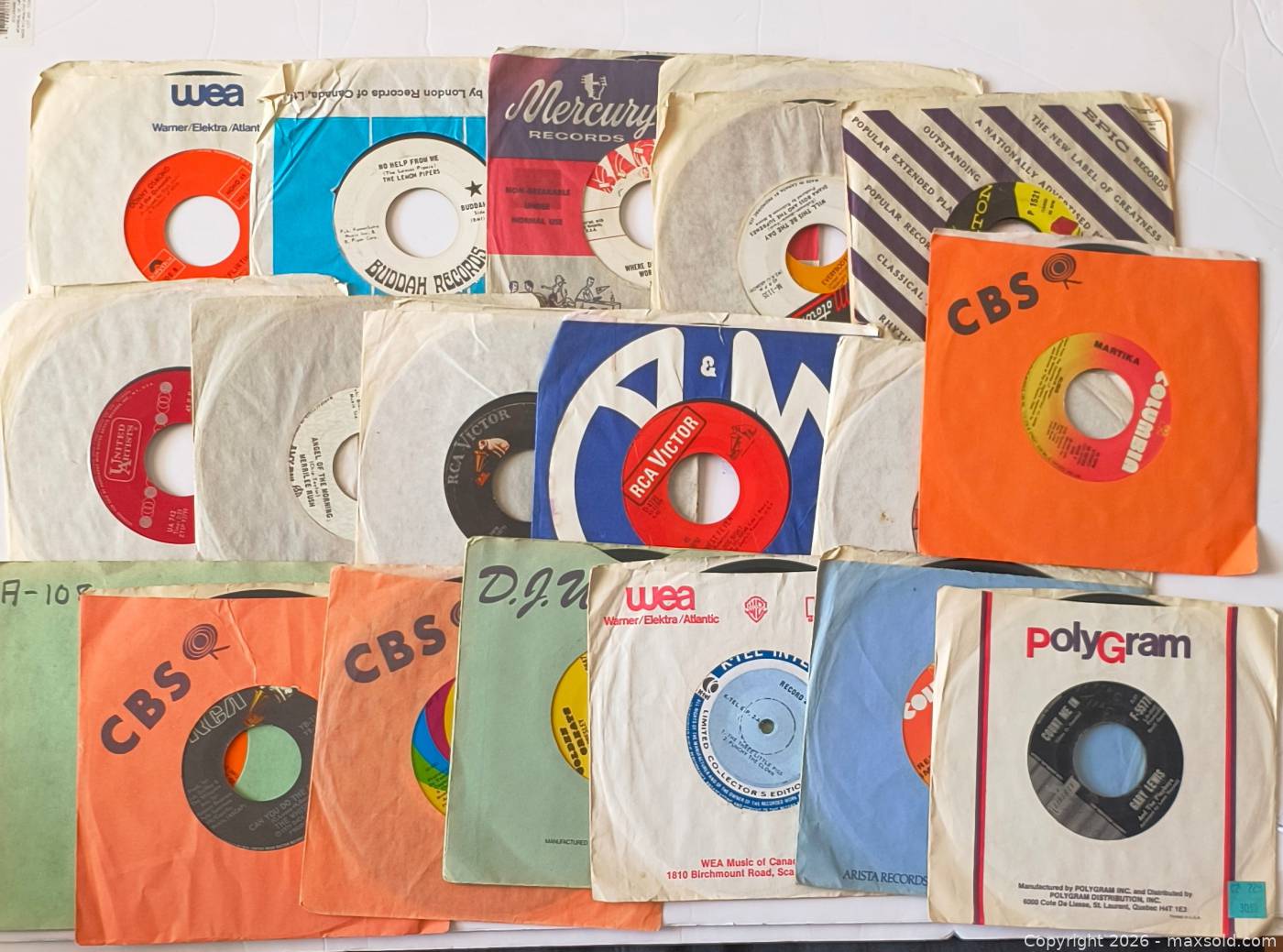 20 rock and roll 45 rpm vinyl records | Maxsold