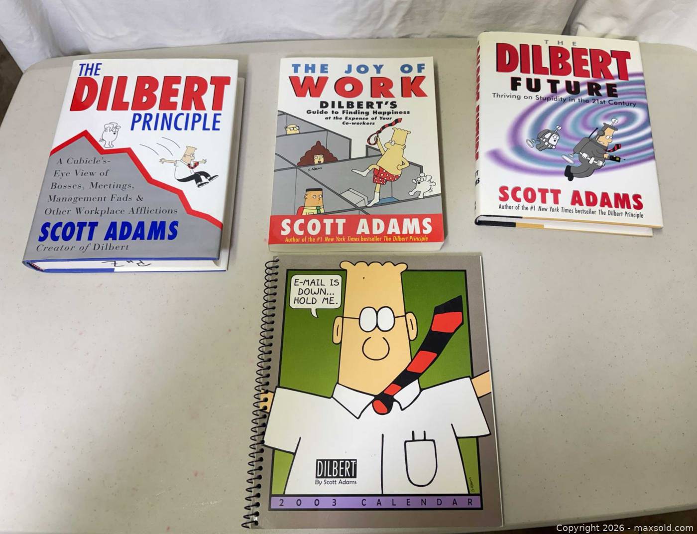 Dilbert books, 2003 calendar, mask, magnets | Maxsold