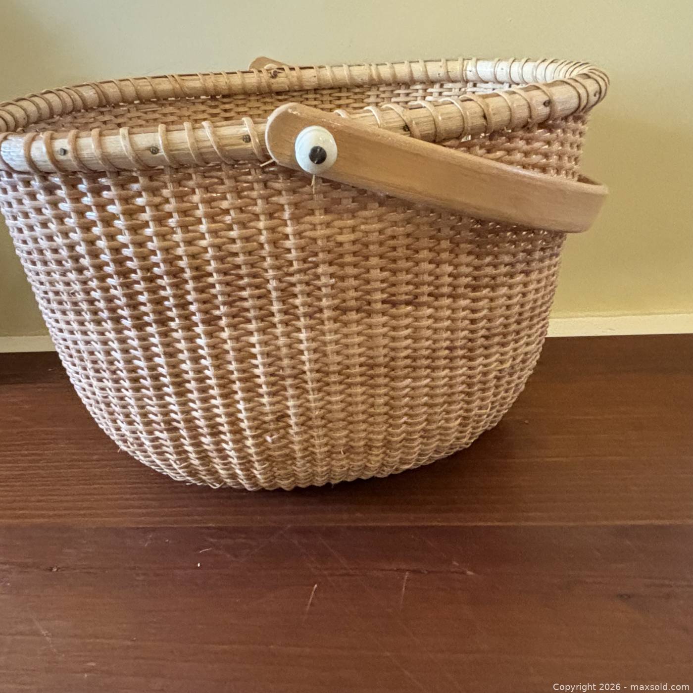 Wood Framed Chalkboard Sign and Wicker Basket | Maxsold
