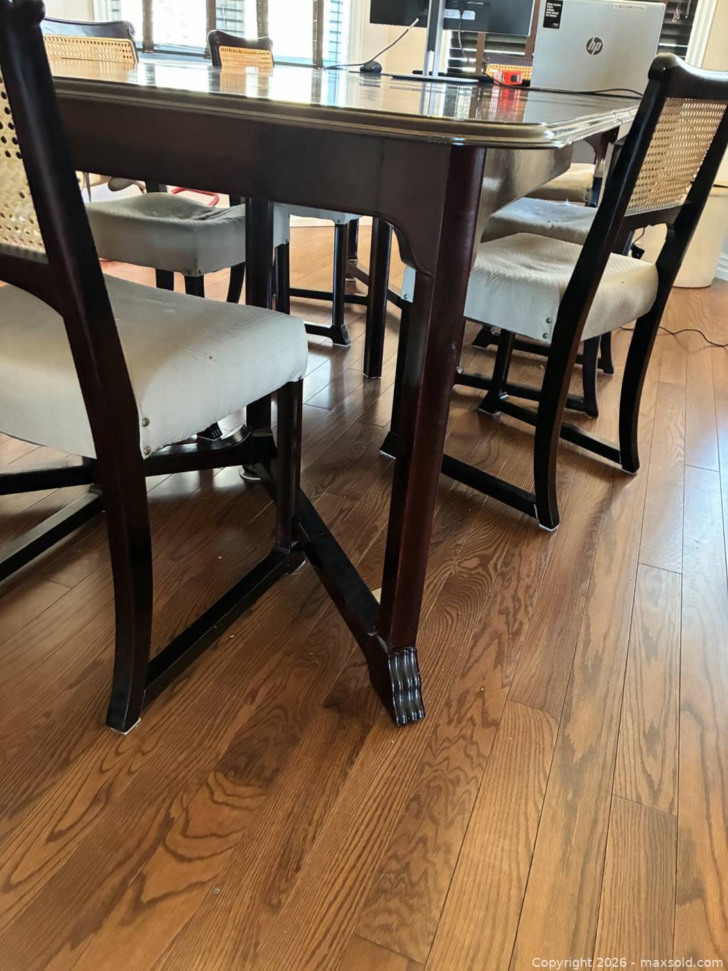 Solid cherry dining table with 6 chairs | Maxsold