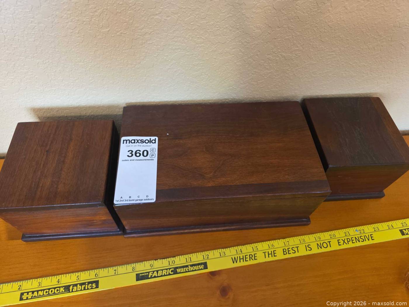 Set of 3 Walnut Wood Storage Boxes | Maxsold