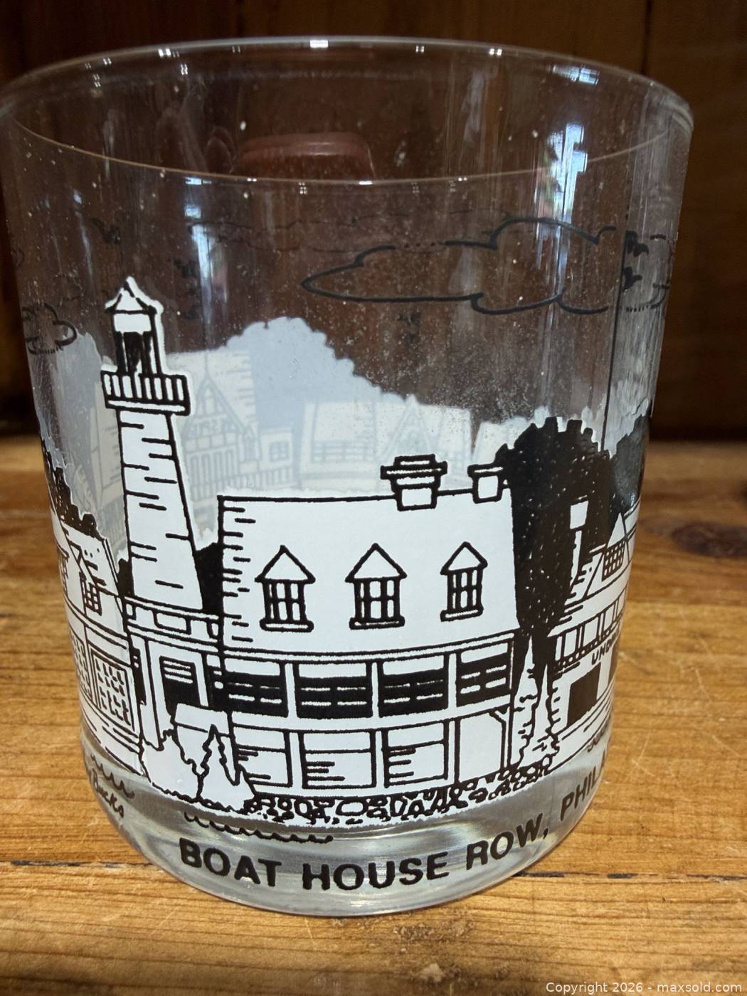 Row Row Carl 7 Boat House Row rocks glasses signed Carl Whitney | Maxsold