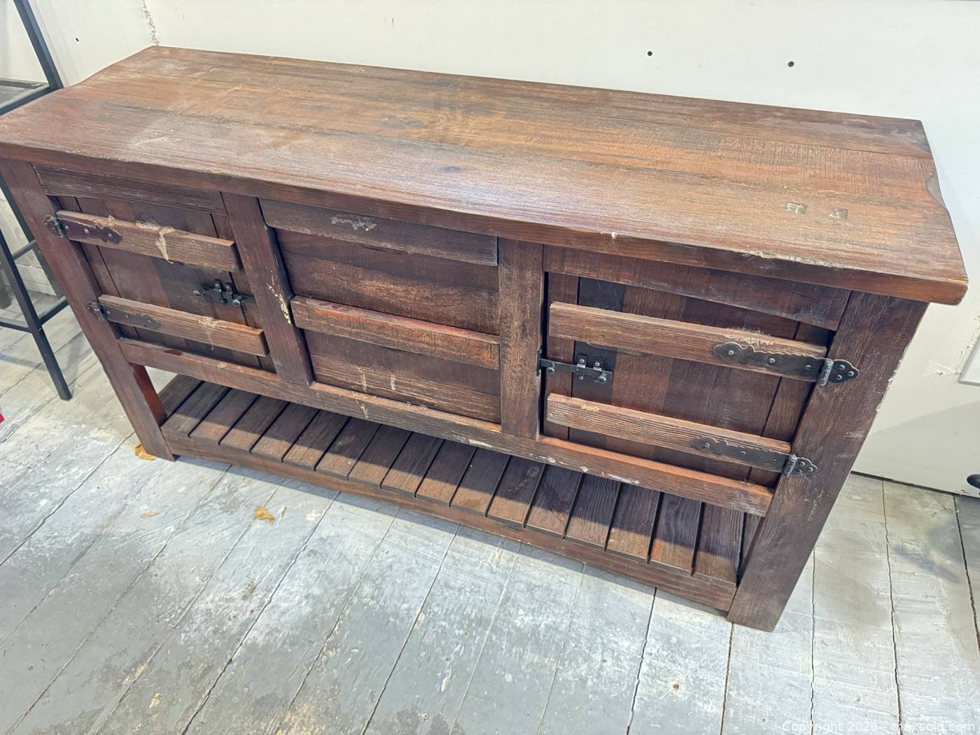 Rustic Style Sideboard Rustic wood two-drawer sideboard | Maxsold