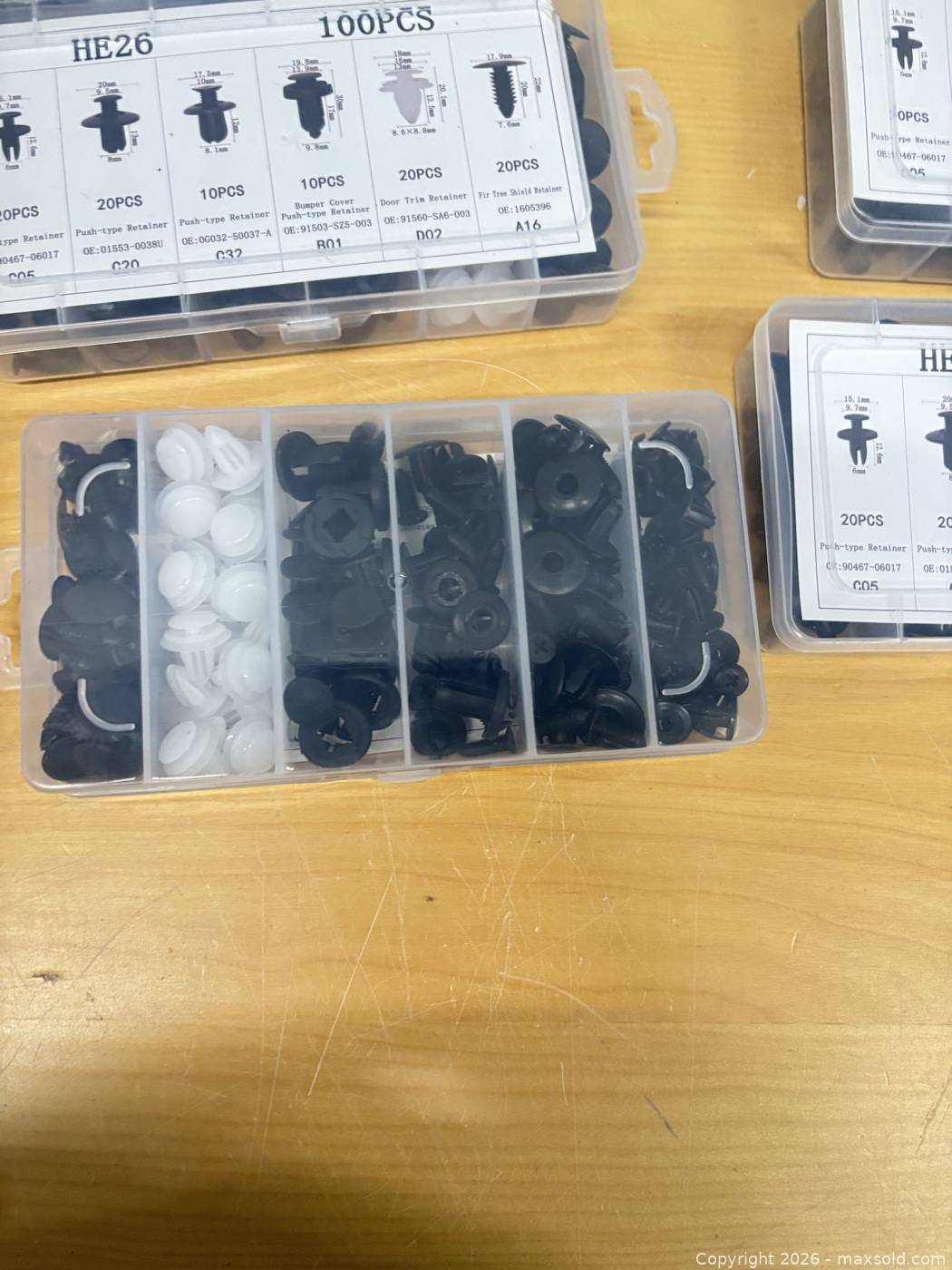 Assorted plastic fastener clip sets, 5 boxes | Maxsold
