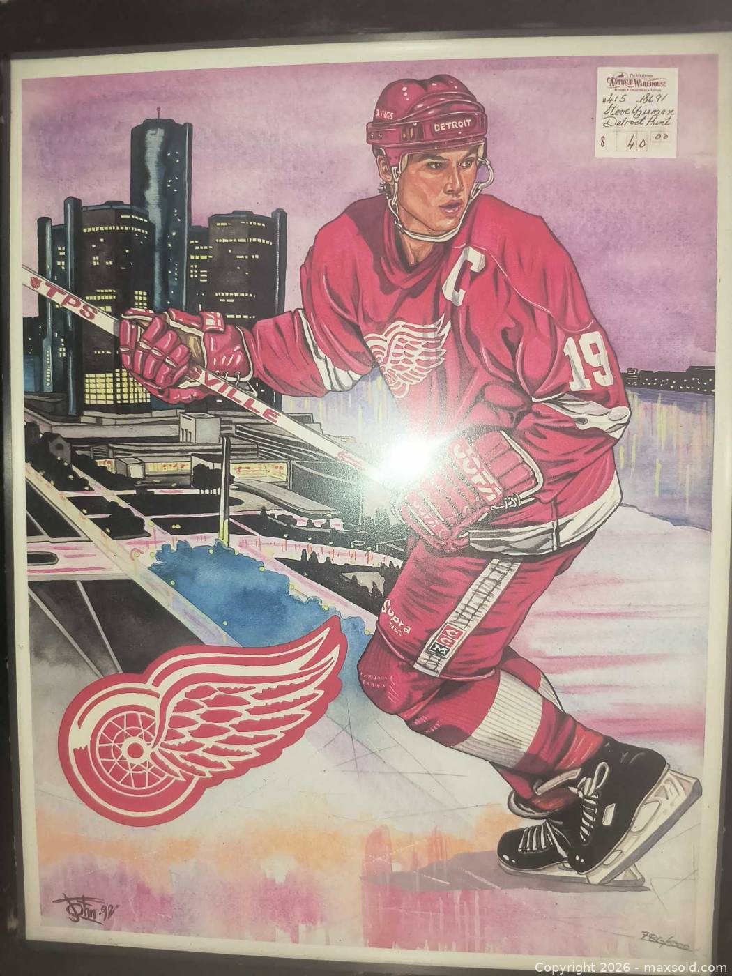1990s Detroit Red Wings artist-signed framed print | Maxsold