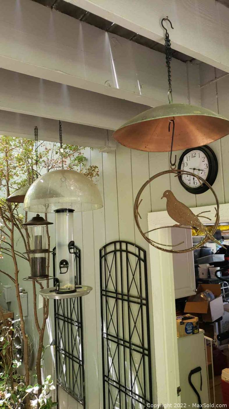 Set of 4 Hanging Birdhouses and Perches with Extra Squirrel Baffle ...