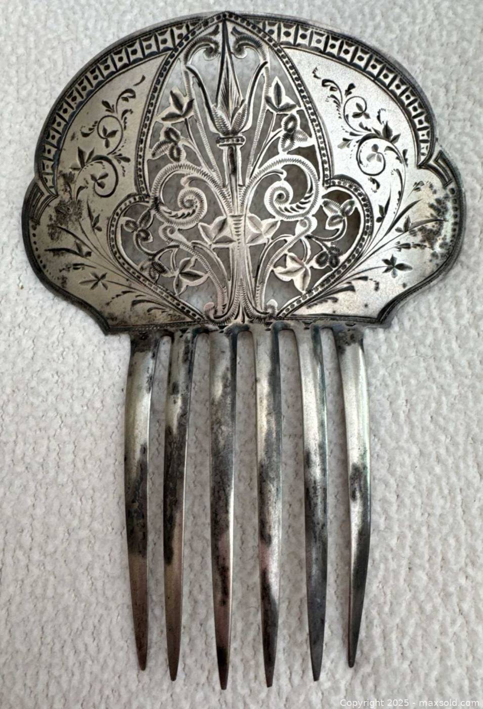 Victorian silver hair comb | Maxsold
