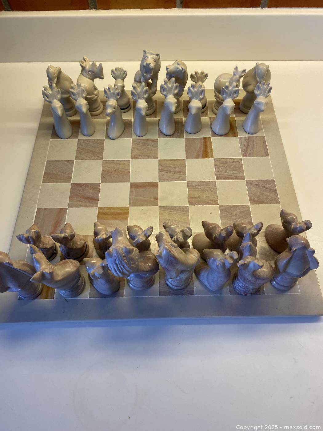 Hand carved soapstone chess set | Maxsold