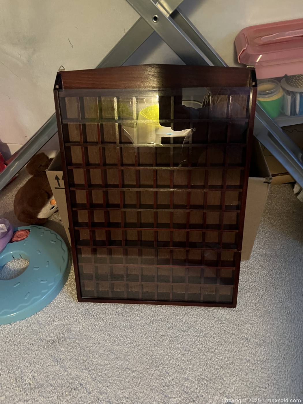 Wooden thimble display cabinet with glass front | Maxsold