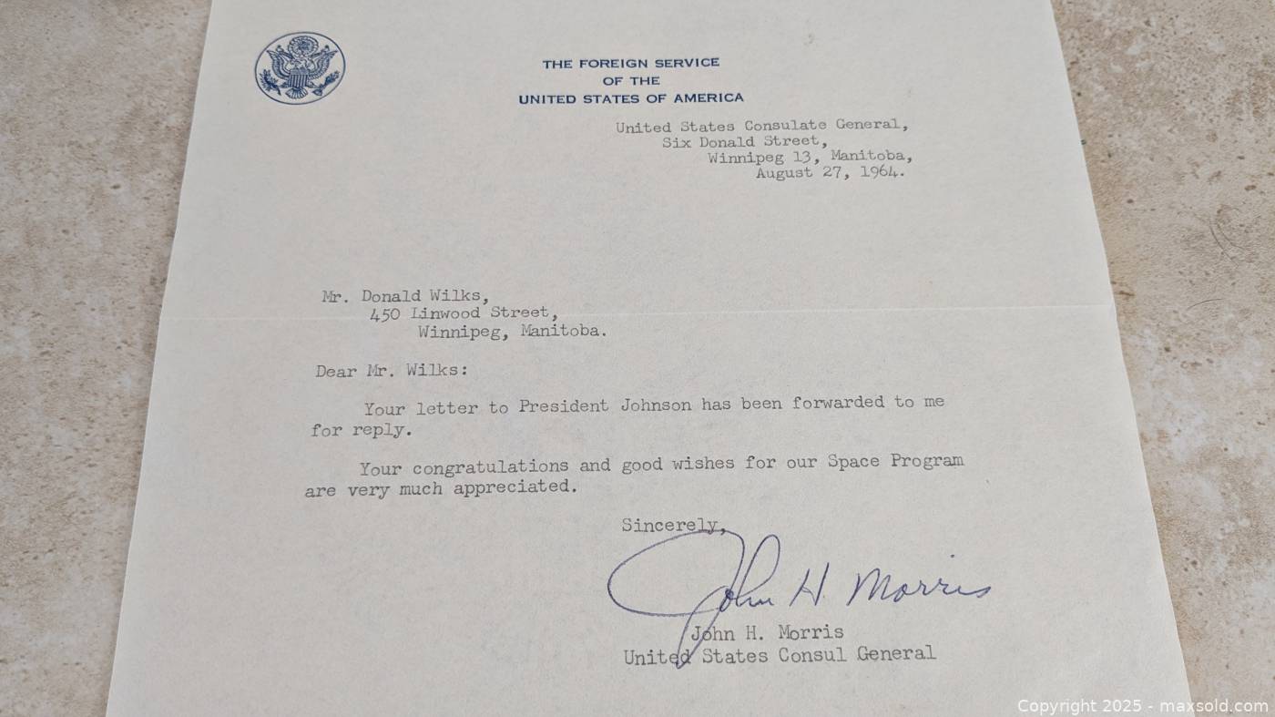 1964 Letter from U.S. Foreign Service Consulate General | Maxsold