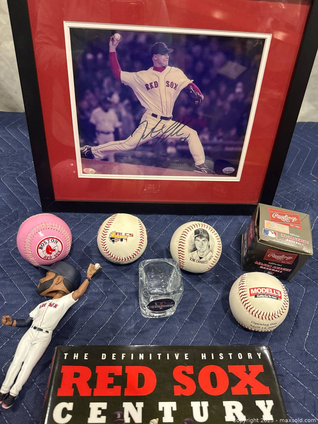 Boston Red Sox Memorabilia Lot with Autographed Baseballs, Figurine ...